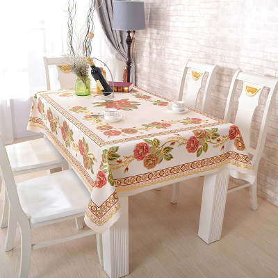 PU hot stamping tablecloth waterproof oil and stain proof tea table mat rectangular European wash free high temperature PVC tablecloth