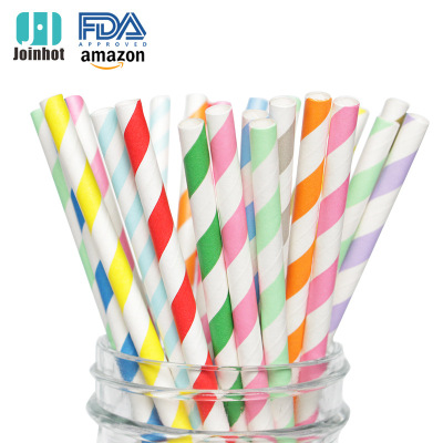 Manufacturers direct striped paper straw environmental creative color paper straw disposable degradable paper straw