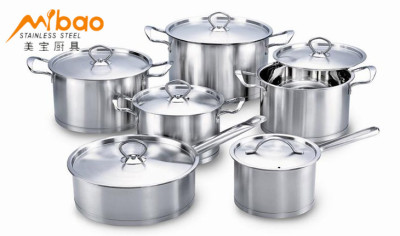 Set pot stainless steel straight type 12 sets of pot hotel supplies