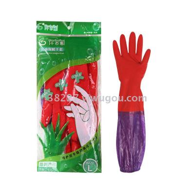 Latex Gloves Fleece-Lined Warm Dishwashing, Washing, Cleaning, Hygiene, Household Rubber Gloves