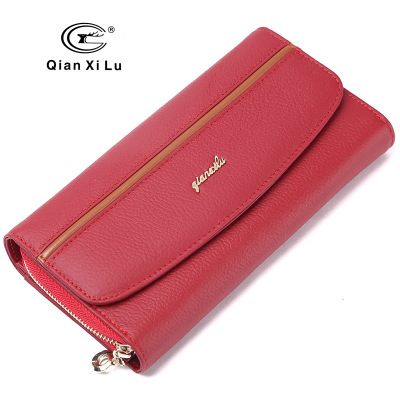 Ladies long leather wallet new foreign trade women's first layer cowhide hand bag zipper cover women's bag aliexpress