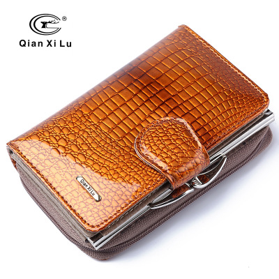 Multi-card foreign trade patent leather wallet for women short leather zipper buckle for women wallet wallet speedpost hot sale