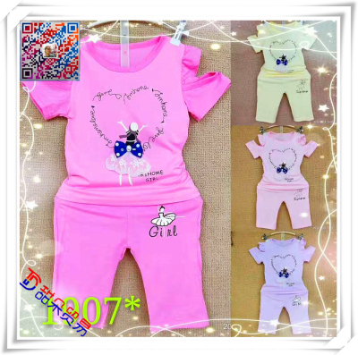 2019 girl suit 3-6 years old female baby casual fashion two short-sleeved han ying children's edition summer