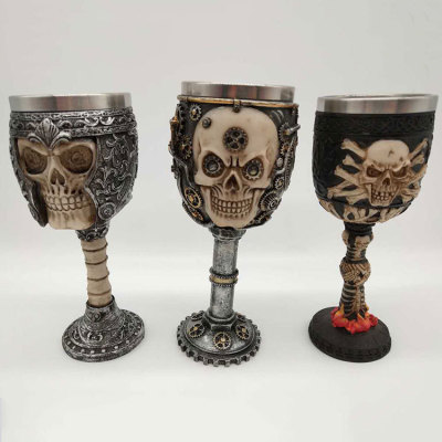 Halloween creative holiday stainless steel skeleton cup resin crafts skeleton goblet decorative furnishings wholesale