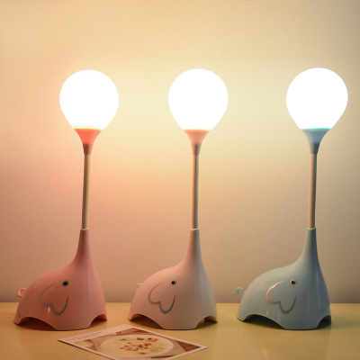 Silicone night light creative USB rechargeable cartoon elephant feeding lamp led children's eye reading lamp