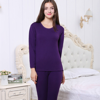 Manufacturers of cashmere thickening  winter fashion women's milk silk round collar large size thermal underwear set