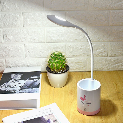 Desk lamp creative led desk lamp with pen holder eye protector usb flamingo lamp succulent plant cartoon panda
