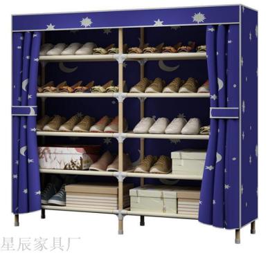 Multi-Layer Dustproof Combination Simple Shoe Rack Simple Modern Solid Wood Assembly Assembly Storage Oxford Cloth Set Shoe Cabinet plus-Sized