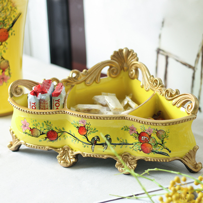 Handicraft Europe type coloured drawing or pattern resin receives box of yellow bottom rich fruits to live