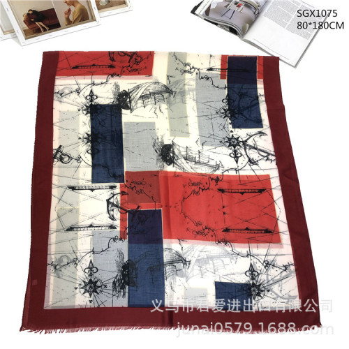 019 New Satin Printing Fashion All-Match Printed Scarf Beach Towel 6#