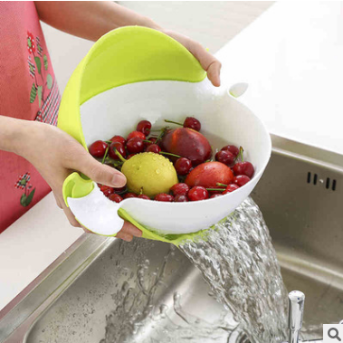 Sell like hot cakes kitchen originality double layer fruit basket rotates lishui basket plastic fruit basin