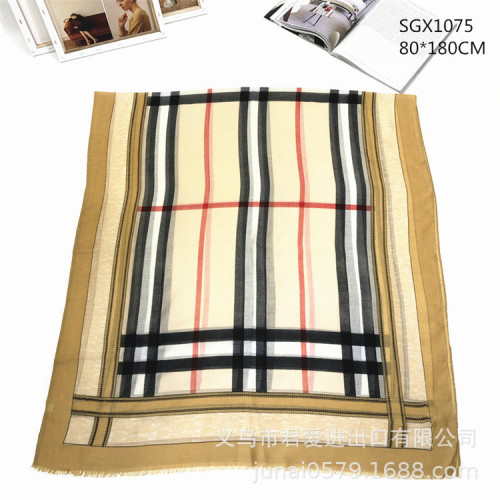 2019 New Satin Printing plaid Fashion All-Match Printed Scarf Beach Towel