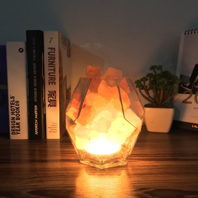 Creative and simple modern bedroom bedside lamp warm desk lamp adjustable decoration Himalayan crystal salt lamp