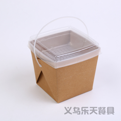 Disposable Paper Boxes Kraft Box Portable Double-Layer to-Go Box Fast Food Takeaway Box Bento Box