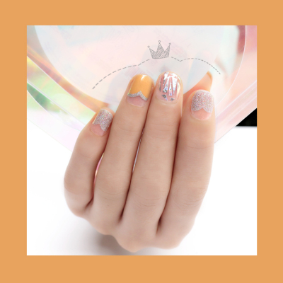 Ultra-Thin Breathable Nail Stickers Ins Super Popular New Orange Streamer Irregular Sequins Nail Beauty Nail Stickers