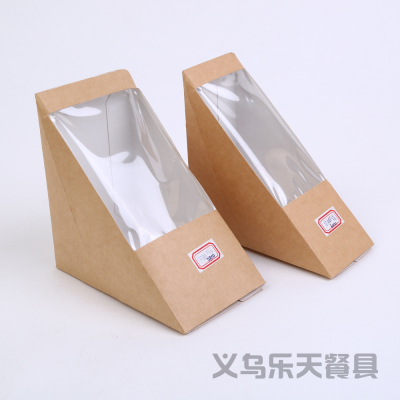 Food Grade Kraft Paper Card Sandwich Box Transparent Window Sandwich Small Pastry Box Cheese Box