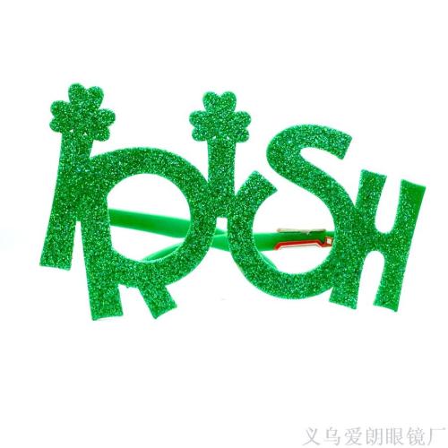Ball Glasses， irish Glasses， four-Leaf Clover Irish Letter Shape 