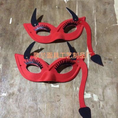 Red horn composite material children's dance carnival mask manufacturers direct, quality assurance