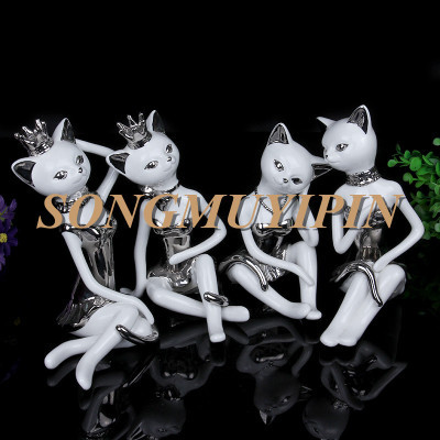 [factory direct sales] sexy cat girl furnishing ceramic electroplating cat crafts creative household furnishing cat
