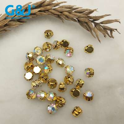 Circular water drill AB color four claw hand sewing buckle hand sewing four hole thread wedding dress nail bead foreign 