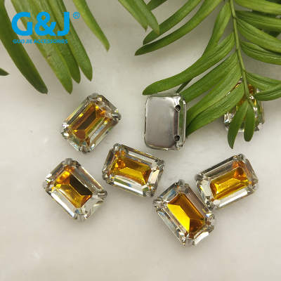 Resin glass double color long square hand sewing four claw buckle DIY fashion clothing nail beads accessories