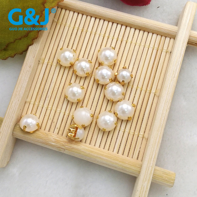 Smooth surface half ball half surface pearl white top cross metal bottom hand sewing nail bead claw drill dress 