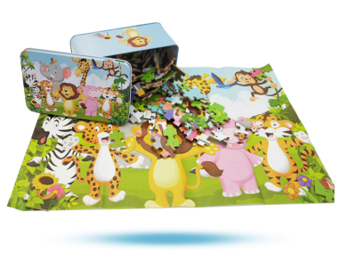 Wooden Children's Early Education Oversized 200 Pieces Iron Box Puzzle Puzzle Anime Stall Hot Sale Toy Agent Wholesale