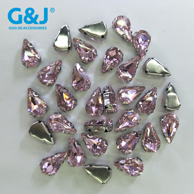 Thin pointed imitation table glass crystal on the d-shaped ear claw drop hand sewing bottom threading claw drilling 