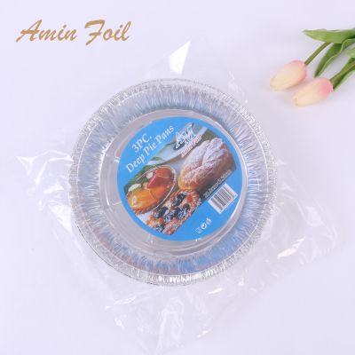 Round bowl household disc commercial pizza tin foil cake tray disposable eco-friendly oven utility plate non-stick tray