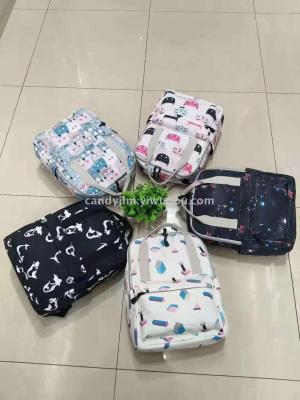 Compound cloth is portable double shoulder dual-use knapsack printing travel leisure knapsack is suitable for all women