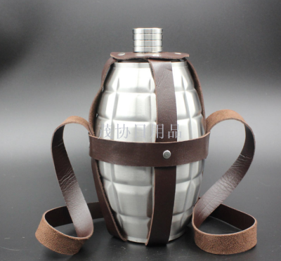 64 oz. mine-type 3 jins 304 stainless steel foreign trade wine pot metal kettle wine bottle leather case