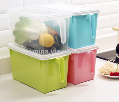 Refrigerator storage box transparent plastic kitchen and eggs mixed grain stack with cover storage box refrigerated