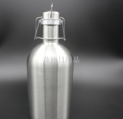 64 oz 304 stainless steel single layer uninsulated sealed beer can and wine bottle can be filled with beverage sealed