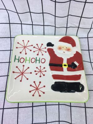 Ceramic Christmas Husband Plate, Fruit Plate, Handmade