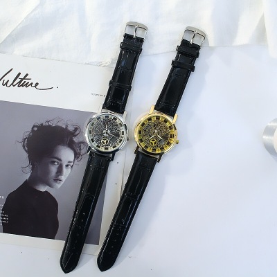 The new watch ultra thin hollow Roman digital belt lovers han edition casual male students quartz watch