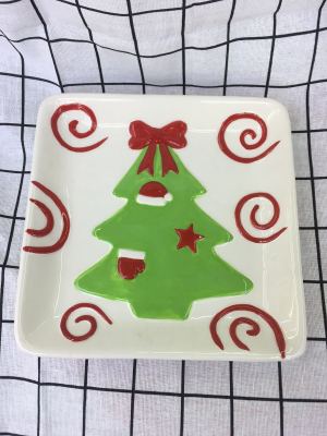 Ceramic Christmas Husband Plate, Fruit Plate, Handmade