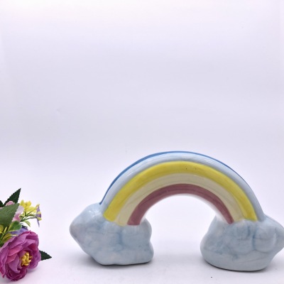 Ceramic rainbow piggy bank home crafts articles rainbow piggy bank creative gifts seven color decorative gifts