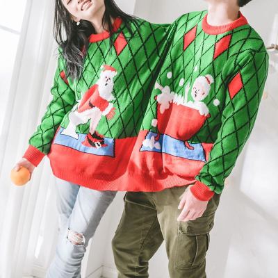 Christmas couples double home wear creative one-piece casual knit clothing