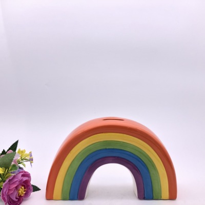 Ceramic crafts rainbow piggy bank home furnishings creative gifts 3D rainbow piggy bank export