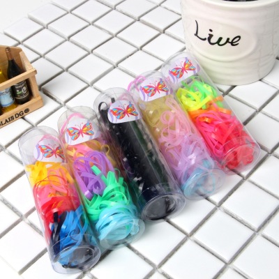 Strong pull continuously small barrel candy color rubber band elastic hair bands Children's hair accessories