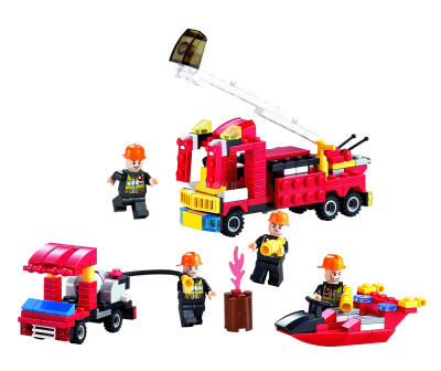 Children's educational plastic building block fire police car series