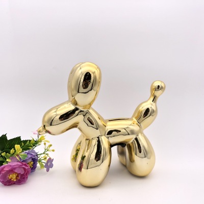 Foreign trade home balloon dog furnishing ceramic animal balloon dog piggy bank living room desktop 