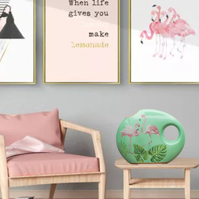 New home crafts/greenish flamingo florets/ceramic furnishings porch trumpet