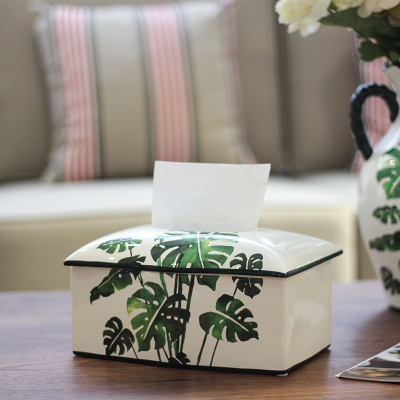 Modern simple ceramic paper towel box, paper towel box, decoration and furnishingbamboo leaf 
