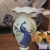 Country and countryside hand-painted blue bottom blue feather finch porcelain large vase home resin flower arrangement