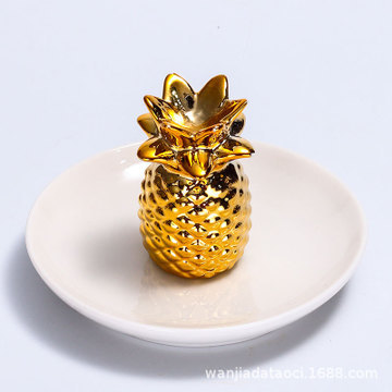 Dehua origin pineapple ceramic jewelry plate wholesale pineapple jewelry shelf supply pineapple ceramic jewelry plate