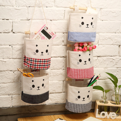 Cotton and linen single bag bag hanging bag wall hanging bag sundry storage bag