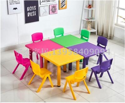 Kindergarten thickened children's square plastic table and chair home early education training baby single learning chair and table