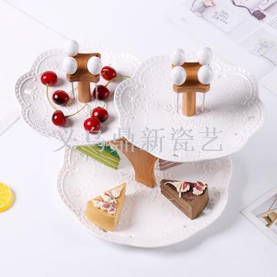 European-style ceramic three-layer cake rack, multi-layer fruit tray, creative fruit tray