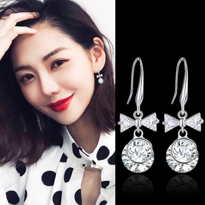 Hugh manny elegant bow tie simple earrings fashion bow with web celebrity style long earrings